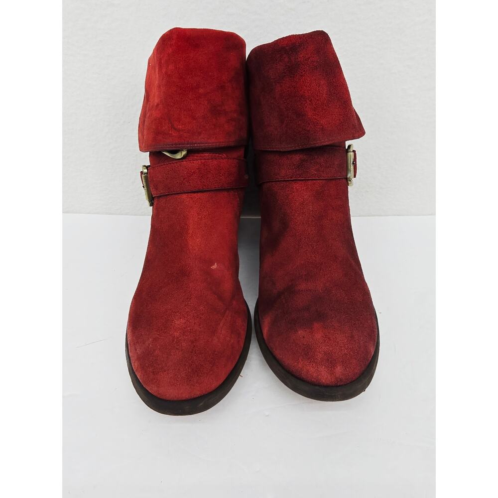 Donald J. Pliner Danee Women's Fold-Over Suede Red Heeled Booties Red 8 - Picture 5 of 8
